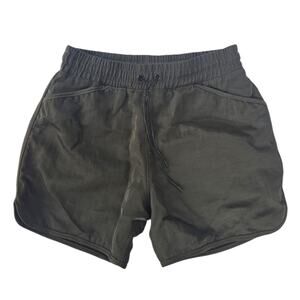 BTFL | Dark Green Pull-On Nylon shorts w/Leather Drawstring | Size Medium